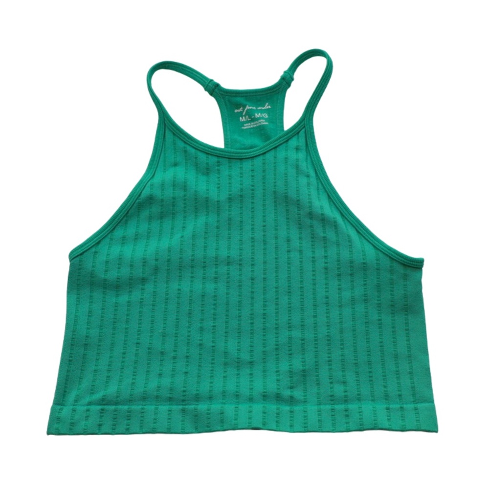 Out From Under Green Ribbed Racerback Crop Tank Sports Bra M/L